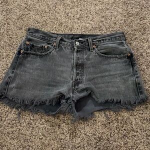 Levi's Charcoal Frayed Denim Shorts
